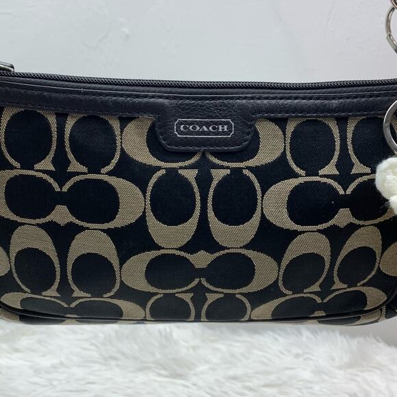 y2k COACH Black Signature Canvas Mini Purse / Wristlet with Card Slots - Picture 5 of 13